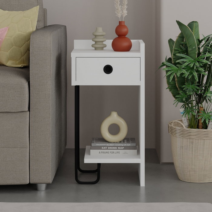 Hanah Home Sirius Right Mesita de Noche Blanca
